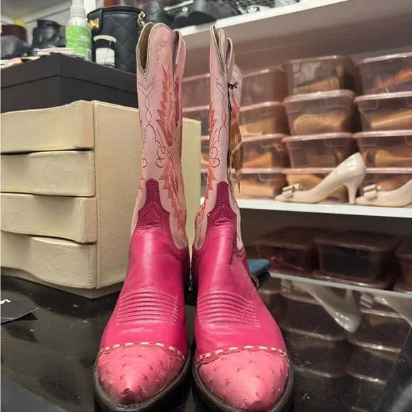 RARE LUCCHESE WOMEN'S SZ 7.5 BARBIE - PINK LEATHER COWGIRL BOOTS - Picture 6 of 8